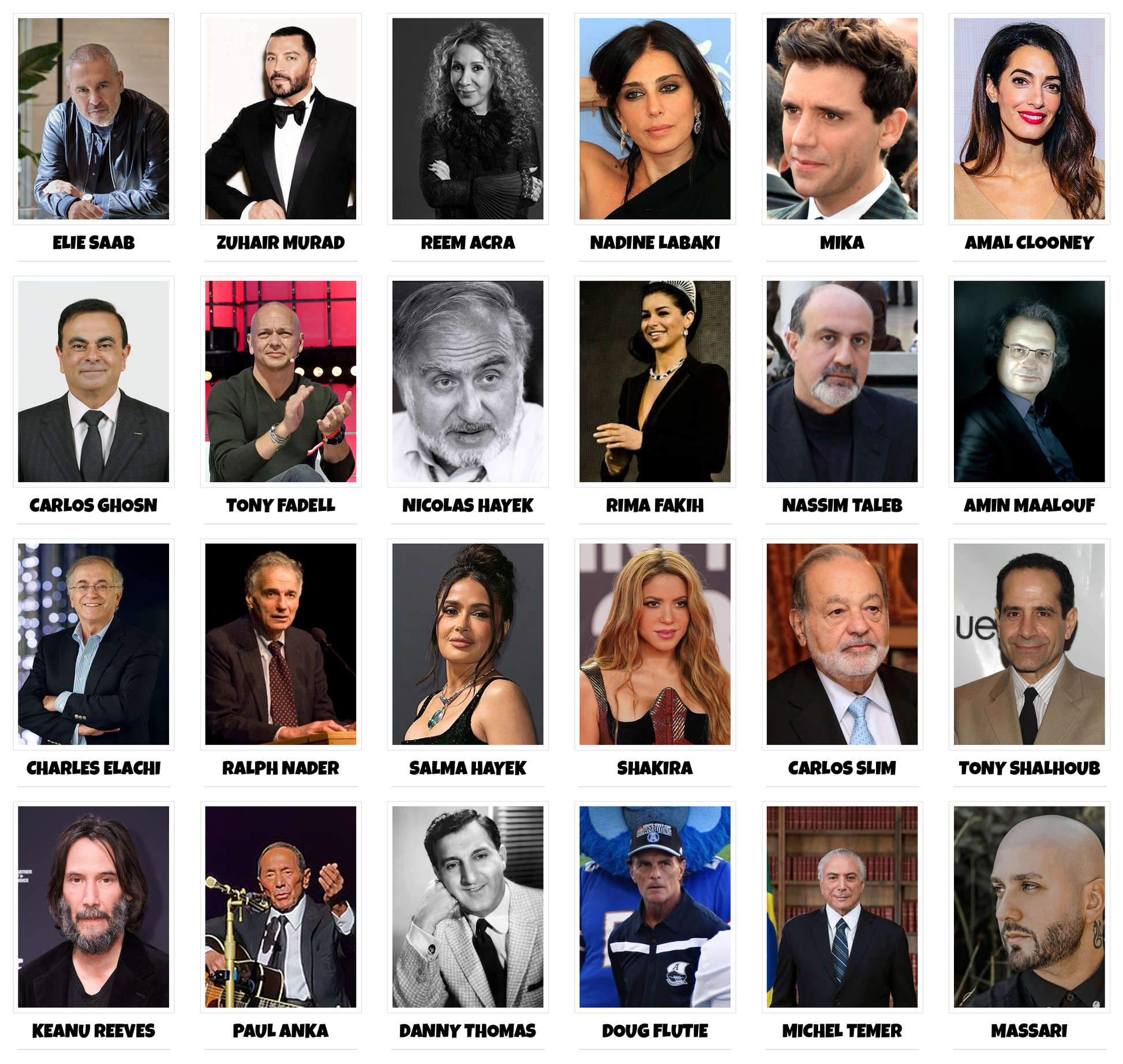 Lebanon Goes Global pack - 24 famous Lebanese faces from around the world